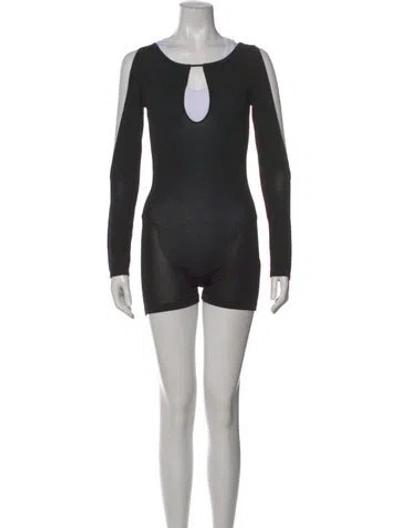 Pre-owned Aya Muse Scoop Neck Romper In Black