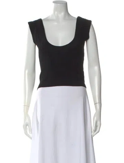 Pre-owned Aya Muse Scoop Neck Sleeveless Crop Top In Black