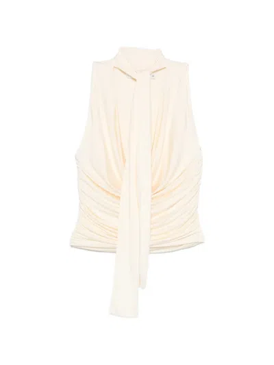 Aya Muse Self-tie Draped Top In Neutral