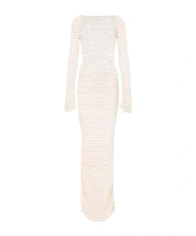Aya Muse Sequined Maxi Dress In White