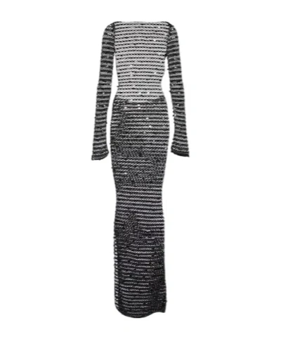 Aya Muse Sequined Open-back Maxi Dress In Black
