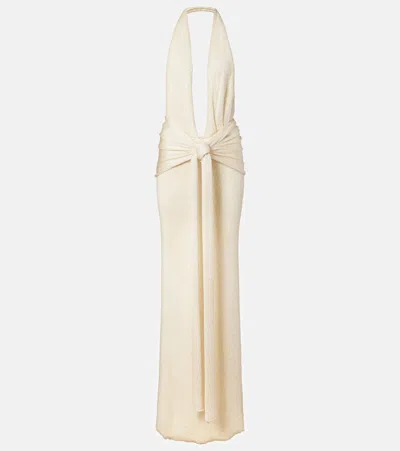 Aya Muse Sereia Knotted-waist Maxi Dress In Neutral