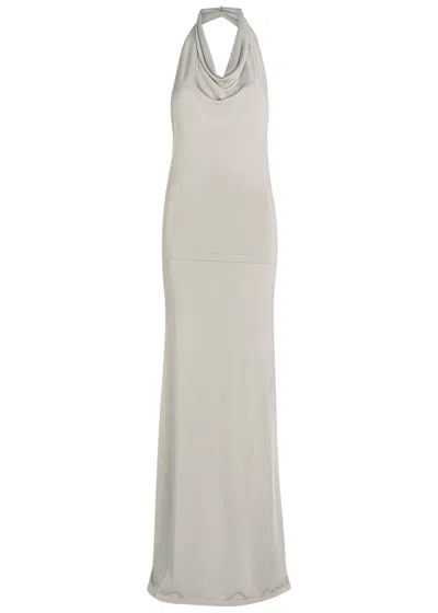 Aya Muse Sereno Halterneck Knit Maxi Dress In Gray