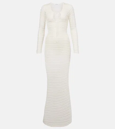 Aya Muse Sheer Crochet Maxi Dress In White