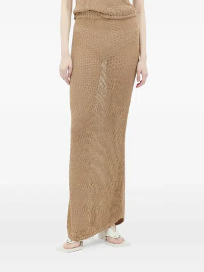 Aya Muse Sheer Maxi Skirt In Brown