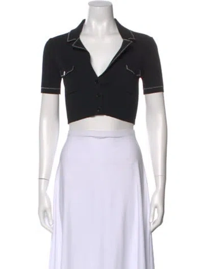 Pre-owned Aya Muse Short Sleeve Crop Top In Black