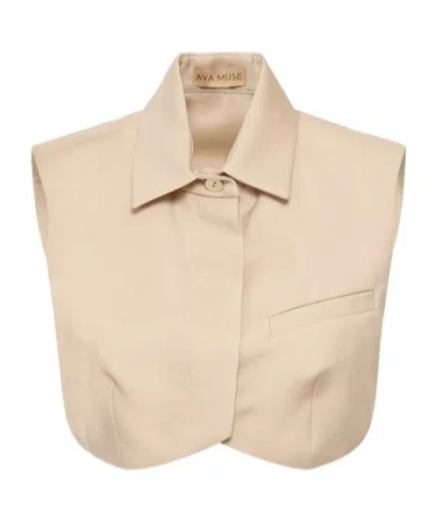 Aya Muse Short Sleeveless Vest In Brown