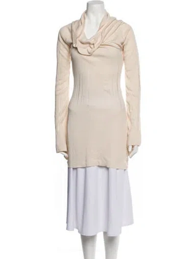 Pre-owned Aya Muse Silk Cowl Neck Sweater W/ Tags In Neutral