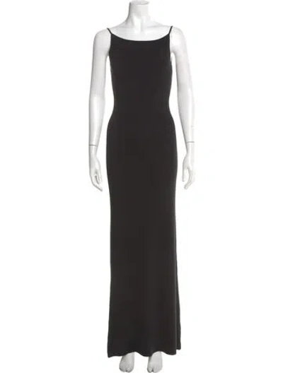 Pre-owned Aya Muse Silk Long Dress In Black