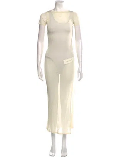 Pre-owned Aya Muse Silk Long Dress In Neutral