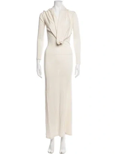 Pre-owned Aya Muse Silk Long Dress In Neutrals