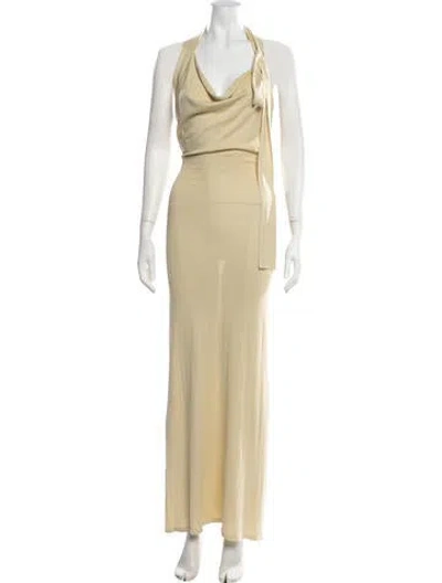 Pre-owned Aya Muse Silk Long Dress In Yellow