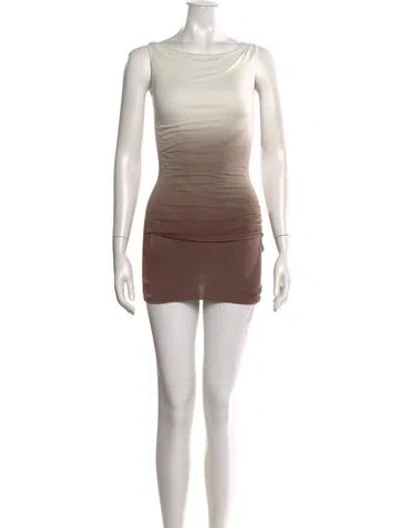 Pre-owned Aya Muse Silk Mini Dress In Brown
