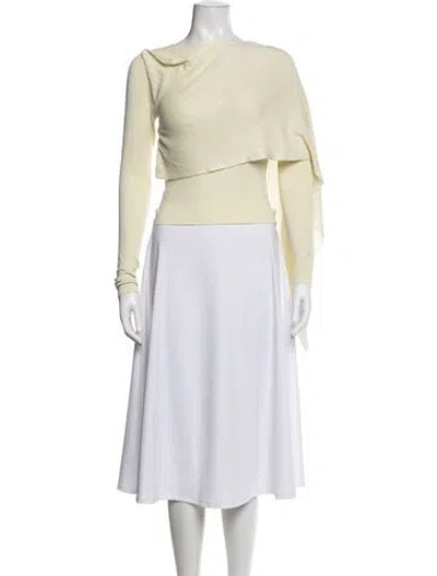 Pre-owned Aya Muse Silk Off-the-shoulder Sweater In Yellow