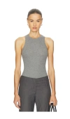 Aya Muse Scoop Neck Ribbed Tank Top In Gray