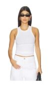 Aya Muse Simple High Neck Tank Top In White