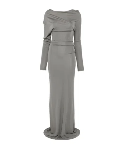 Aya Muse Single-shoulder Flowing Long Dress In Gray