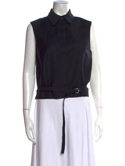 Pre-owned Aya Muse Sleeveless Button-up Top In Black