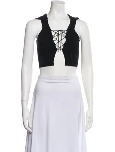 Pre-owned Aya Muse Sleeveless Crop Top In Black