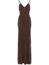 Aya Muse Knitted Maxi Dress In Brown