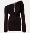 Aya Muse Sola Asymmetric Draped Silk-blend Minidress In Brown
