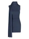 Aya Muse Solar' Shawl Mini Dress - Navy In Blue