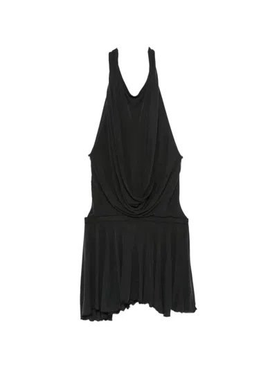 Aya Muse Soma Draped Open-back Mini Dress In Black
