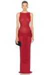 Aya Muse Sponde Knitted Viscose Blend Long Dress In Red