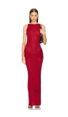 Aya Muse Sponde Knitted Viscose Blend Long Dress In Red