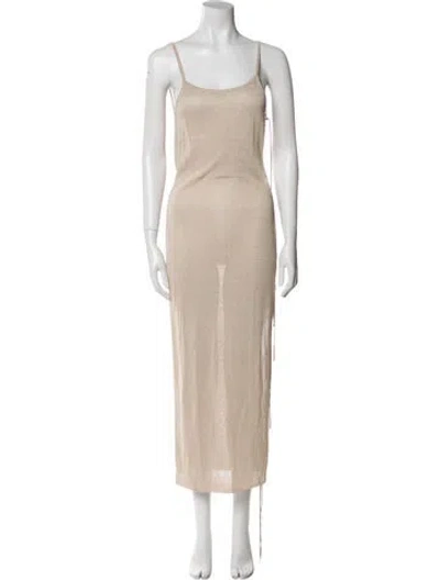 Pre-owned Aya Muse Square Neckline Long Dress In Neutral
