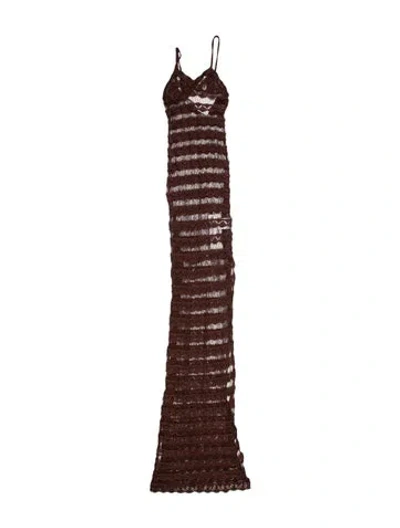 Pre-owned Aya Muse Square Neckline Long Dress W/ Tags In Brown