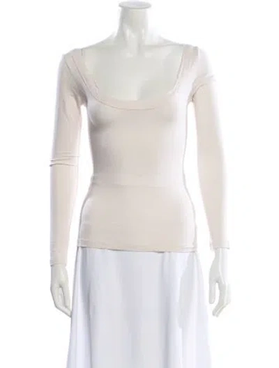 Pre-owned Aya Muse Square Neckline Long Sleeve Top In Neutral