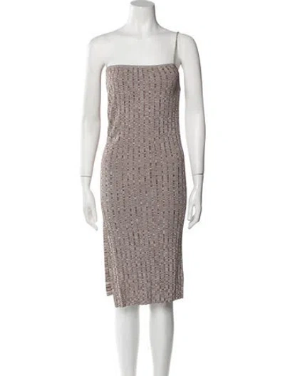 Pre-owned Aya Muse Square Neckline Midi Length Dress In Brown