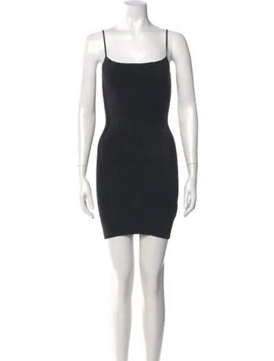 Pre-owned Aya Muse Square Neckline Mini Dress In Black