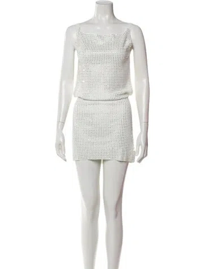 Pre-owned Aya Muse Square Neckline Mini Dress In White