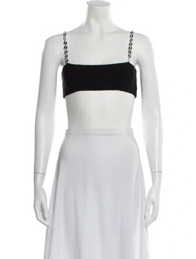 Pre-owned Aya Muse Square Neckline Sleeveless Crop Top W/ Tags In Black