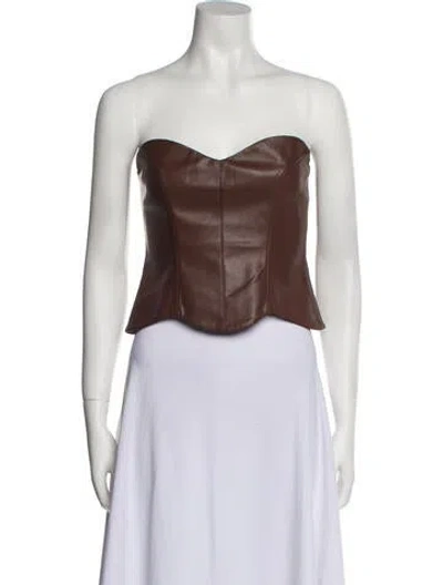 Pre-owned Aya Muse Strapless Crop Top W/ Tags In Brown