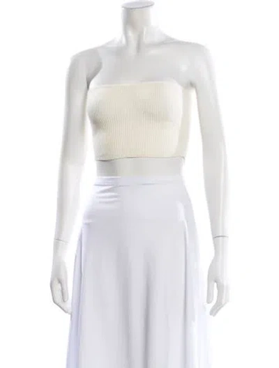 Pre-owned Aya Muse Strapless Crop Top In White