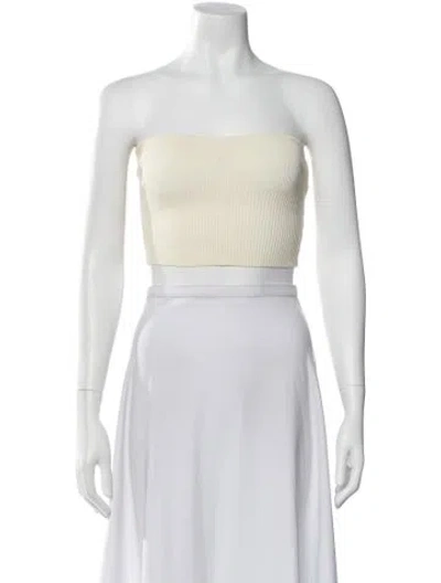 Pre-owned Aya Muse Strapless Crop Top In White