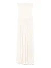 Aya Muse Dia Strapless Gathered Midi Dress In Neutrals