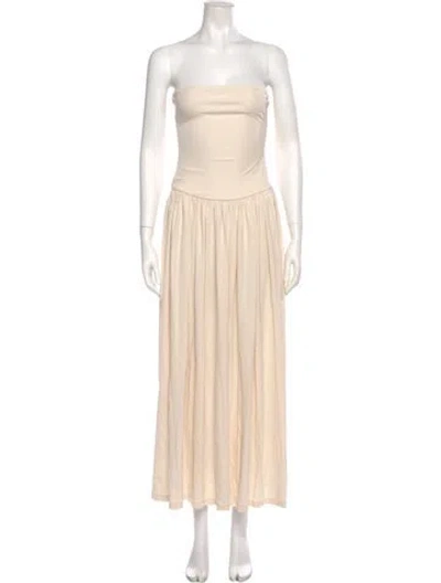 Pre-owned Aya Muse Strapless Midi Length Dress W/ Tags In Neutral