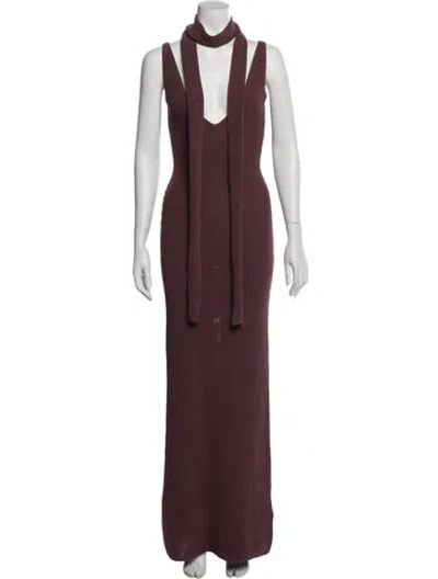 Pre-owned Aya Muse Striped Long Dress In Burgundy