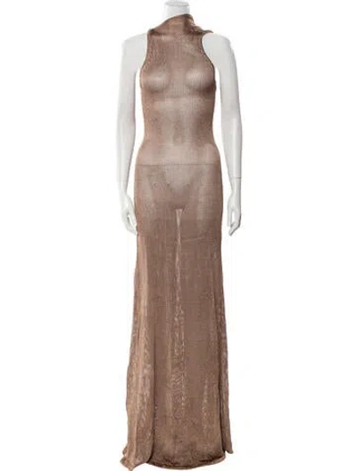 Pre-owned Aya Muse Striped Long Dress In Neutral