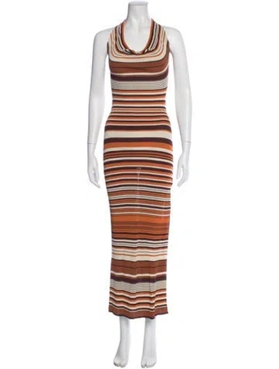 Pre-owned Aya Muse Striped Long Dress In Orange