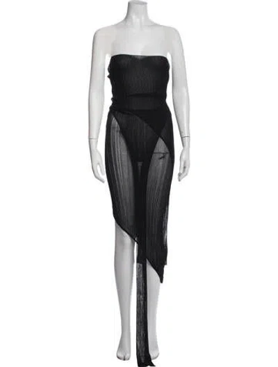 Pre-owned Aya Muse Striped Mini Dress In Black