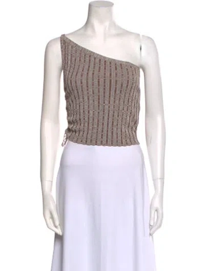 Pre-owned Aya Muse Striped One-shoulder Crop Top In Multi