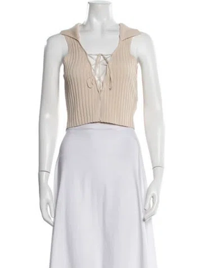 Pre-owned Aya Muse Tie Neck Sleeveless Crop Top In Neutrals