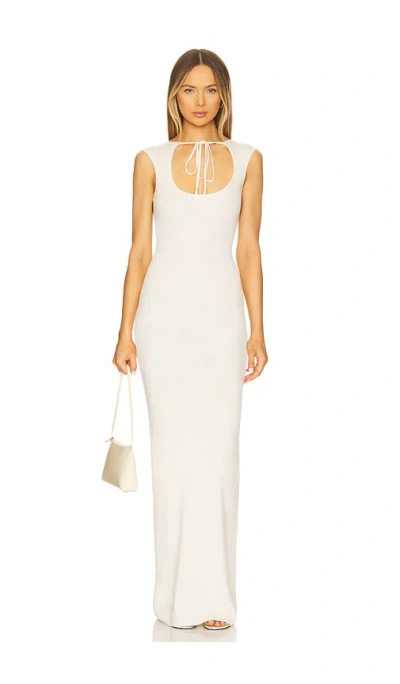 Aya Muse Tied Cut Out Maxi Dress In Off White