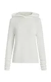 Aya Muse Trix Hooded Knit Cotton Sweater In White