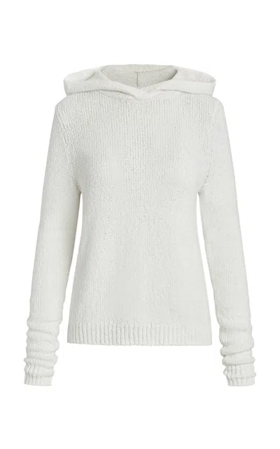Aya Muse Trix Hooded Knit Cotton Sweater In White